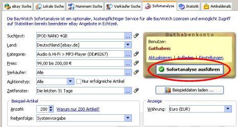 Screenshot BayWotch Sofortanalyse